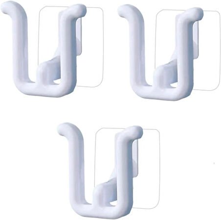 Microcase Güçlü Plastik Yapışkanlı Banyo Hol vb. Alan için Terlik Askılığı AL4469 - 3 Adet Beyaz