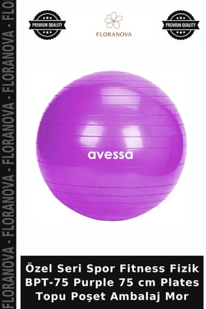 Özel Seri Spor Fitness Fizik BPT-75 Purple 75 cm Plates Topu Poşet Ambalaj Mor