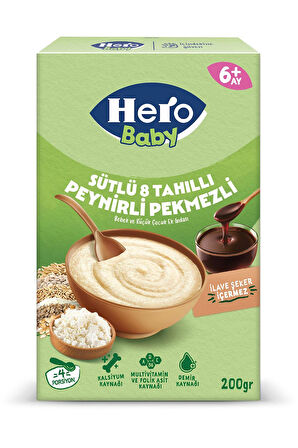 Hero Baby Sütlü 8 Tahıllı Peynirli Pekmezli Kaşık Mama 200g