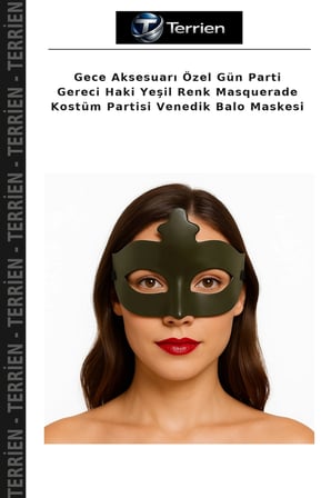 Gece Aksesuarı Özel Gün Parti Gereci Haki Yeşil Renk Masquerade Kostüm Partisi Venedik Balo Maskesi