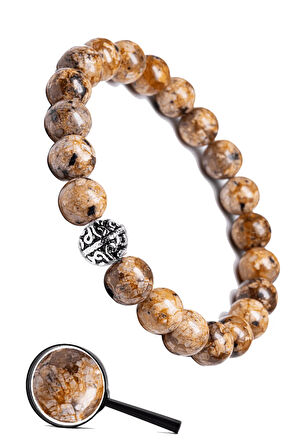 Sertifikalı Gümüş Aparatlı Doğal Jasper Taşı Bileklik Renkli