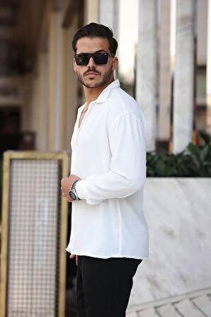 Erkek Rahat Kesim  Oversize Salaş Aerobin Gömlek Yumuşak Dokulu