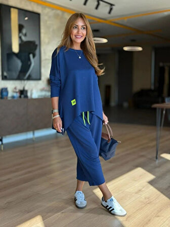 Aesco Kadın Iki Iplik Viskon Pamuk Kumaş Arma Detaylı Ikili Takım