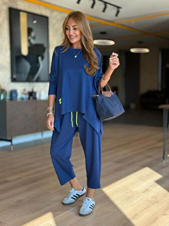 Aesco Kadın Iki Iplik Viskon Pamuk Kumaş Arma Detaylı Ikili Takım