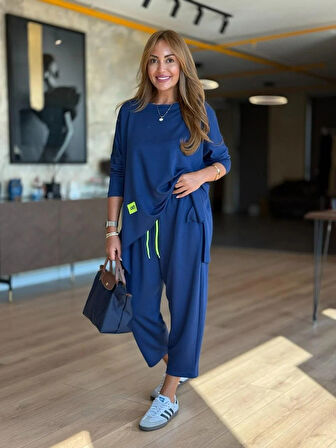 Aesco Kadın Iki Iplik Viskon Pamuk Kumaş Arma Detaylı Ikili Takım