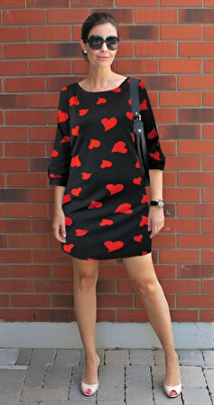 Aesco Kadın Uzun Kollu Bisiklet Yaka Dalgıç Mini Boy Elbise