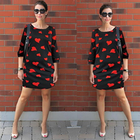 Aesco Kadın Uzun Kollu Bisiklet Yaka Dalgıç Mini Boy Elbise