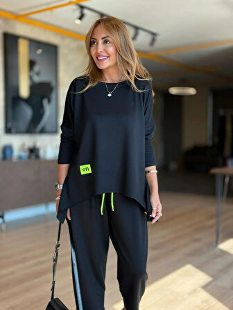 Aesco Kadın Iki Iplik Viskon Pamuk Kumaş Arma Detaylı Ikili Takım