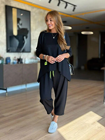 Aesco Kadın Iki Iplik Viskon Pamuk Kumaş Arma Detaylı Ikili Takım