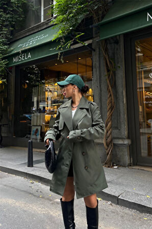 Aesco TRENCH KISA ŞANEL BOY - Haki