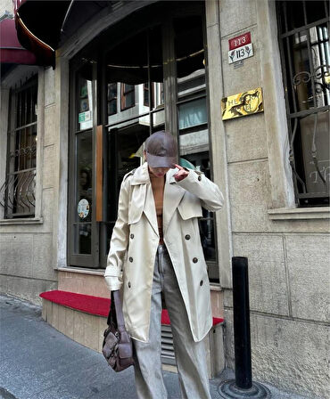 Aesco TRENCH KISA ŞANEL BOY - Ekru