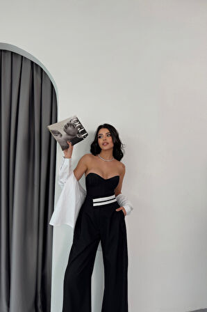 Aesco PANTOLON BEL ŞERİT DETAYLI - Siyah