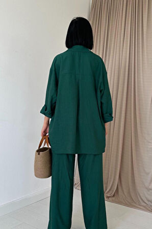 Aesco Zümrüt Alice Gömlek Ve Bol Kesim Pantolon Takım