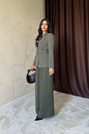 Aesco Haki Cep Kapaklı Ve Kemerli Ceket