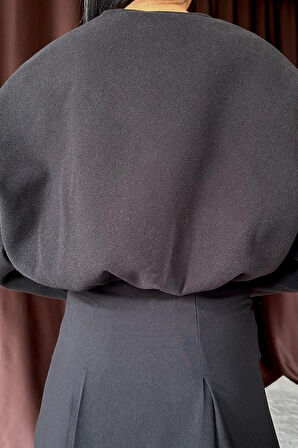 Aesco Siyah Kısa Önü Fermuarlı Bomber Ceket