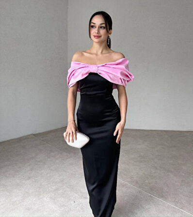 Aesco Pembe Önü Fiyonklu Elbise