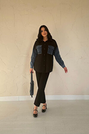 Aesco Siyah Kot Garnili Ceket