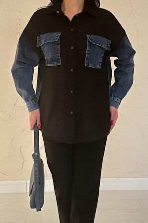 Aesco Siyah Kot Garnili Ceket