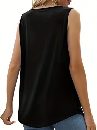 Aesco Kadın Askılı Yuvarlak Yaka Dantel Detaylı Viskon Bluz