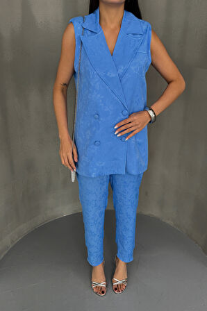 Aesco JAKAR KUMAŞ YELEK - PANTOLON TAKIM - Mavi