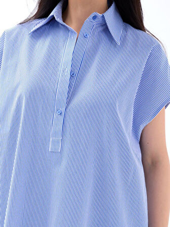 Aesco 7450 ELBİSE-MAVİ BEYAZ ÇİZGİLİ