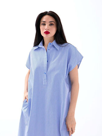 Aesco 7450 ELBİSE-MAVİ BEYAZ ÇİZGİLİ