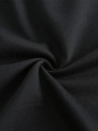 Aesco Baskılı Oversize Bisiklet Yaka T-shirt - Siyah