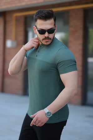 Aesco Erkek Hakim Yakalı Kısa Kollu Pamuklu T-shirt