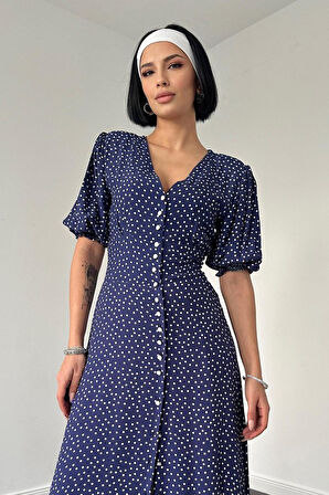 Aesco Lacivert Arka Ve Bel Ucu Gipeli Elbise