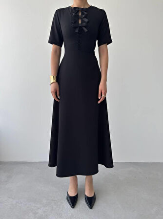 Aesco Wera Taşlı Fiyonk Detaylı Elbise