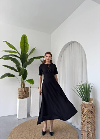 Aesco Wera Taşlı Fiyonk Detaylı Elbise