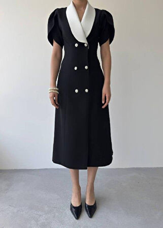 Aesco Reta Düğme Detaylı Elbise