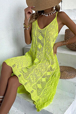 Aesco Kadın Ince Askılı Triko Elbise