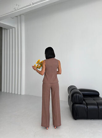 Aesco Ti̇na Asi̇metri̇k Keten Yelek Pantolon Takim