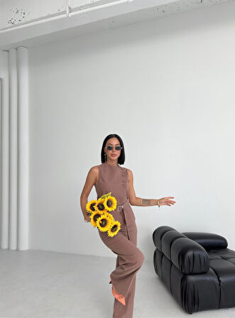 Aesco Ti̇na Asi̇metri̇k Keten Yelek Pantolon Takim