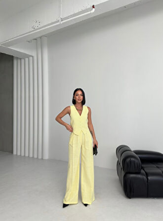 Aesco Keten Sirti Çapraz Geçi̇şli̇ Cepken Pantolon Takim