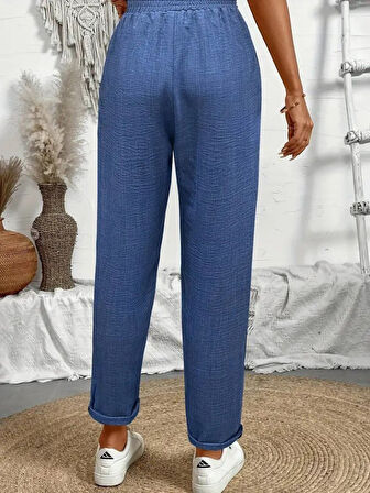 Aesco Kadın Yüksek Bel Lastikli Belde Bağcık Detaylı Aerobin Pantolon