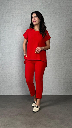 Aesco Kadın Kısa Kollu Yuvarlak Yaka Aerobin Bluz Ve Pantolon Ikili Takım