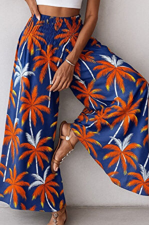 Aesco Kadın Yüksek Bel Lastikli Desenli Süprem Pantolon