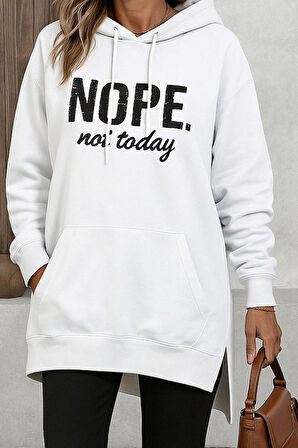 Aesco Kadın Uzun Kollu Kapşonlu Bağcıklı Viskon Iki Iplik Sweat