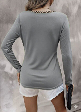 Aesco Kadın Uzun Kollu V Yakalı Kaşkorse Bluz