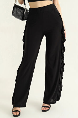 Aesco Kadın Yüksek Bel Yanları Volanlı Cepli Sandy Pantolon