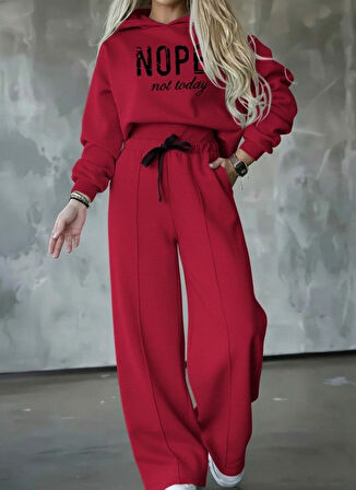 Aesco Kadın Uzun Kollu Nope Baskılı Beli Ribanalı Ikili Takım