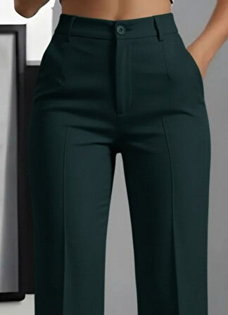 Aesco Kadın Yüksek Bel Cepli Ithal Krep Pantolon