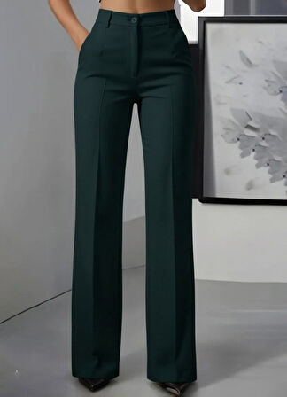 Aesco Kadın Yüksek Bel Cepli Ithal Krep Pantolon