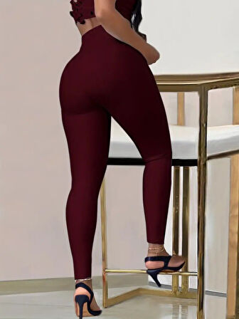 Aesco Kadın Yüksek Bel Belden Toka Detaylı Dalgıç Tayt