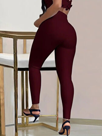 Aesco Kadın Yüksek Bel Belden Toka Detaylı Dalgıç Tayt