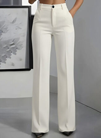 Aesco Kadın Yüksek Bel Cepli Ithal Krep Pantolon