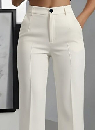 Aesco Kadın Yüksek Bel Cepli Ithal Krep Pantolon