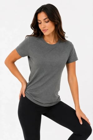 Aesco Basic Tişört Bisiklet Yaka Kısa Kol Günlük Yazlık Slim Fit T-Shirt - Antrasit